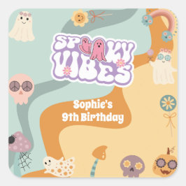 Spooky vibes Rettro Vintage Halloween Kindergeburt Quadratischer Aufkleber