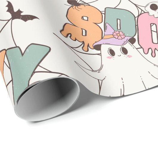 Spooky Vibes Trendy Pastel Retro Ghost Halloween Geschenkpapier (Rolleneckpunkt)