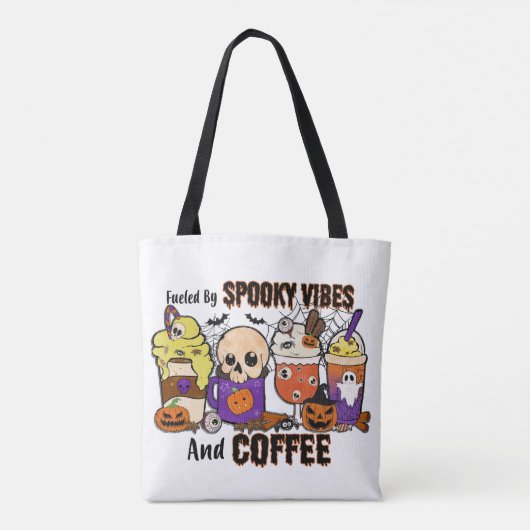 Spooky Vibes und Coffee Halloween Totbeutel Tasche (Rückseite)