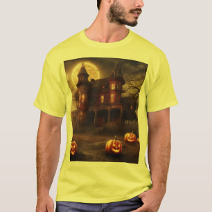 Spooky Viktorianisch Mansion Halloween Design T -  T-Shirt