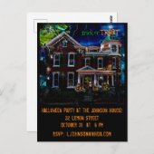 Spooky Viktorianisch Spuk House Halloween-Party In Postkarte (Vorne/Hinten)