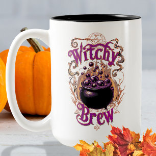 Spooky Vintag Cauldron Halloween Hexenbraun Zweifarbige Tasse