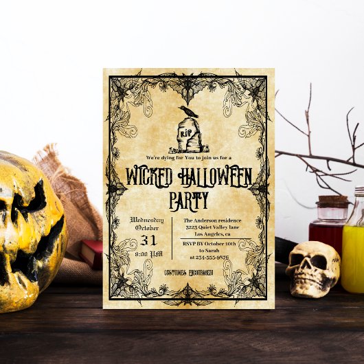 Spooky Vintag Gothic Creepy Halloween-Party Einladung