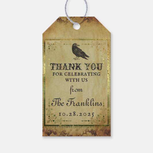 Spooky Vintag Gothic Halloween-Party Vielen Dank Geschenkanhänger (Vorderseite)