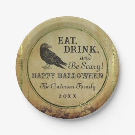 Spooky Vintag Gothic Happy Halloween Pappteller