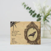 Spooky Vintag Raven and Spiole Halloween Einladung (Stehend Vorderseite)