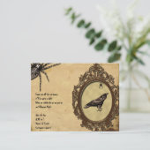 Spooky Vintag Raven Spider Halloween Einladung (Stehend Vorderseite)