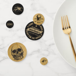 Spooky Vintag Skull Antique Halloween Schwarz/Gold Konfetti