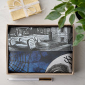 Spooky Vintages Spuk Haus & Hexe auf Broomstick Seidenpapier (Geschenk)