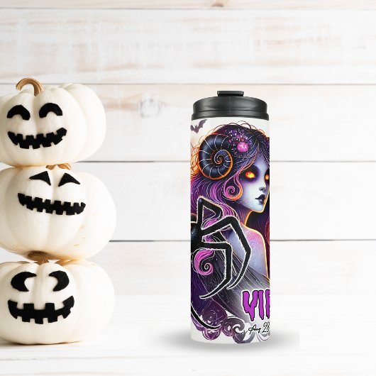 SPOOKY VIRGO ZODIAC HALLOWEEN THERMOSBECHER
