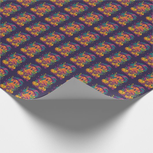 Spooky Vizsla Hund Halloween Hexe und Pumpkin Geschenkpapier (Ecke)