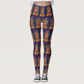 Spooky Vizsla Hund Halloween Hexe und Pumpkin Leggings (Vorderseite)