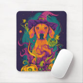 Spooky Vizsla Hund Halloween Hexe und Pumpkin Mousepad (Mit Mouse)