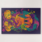 Spooky Vizsla Hund Halloween Hexe und Pumpkin Puzzle (Horizontal)