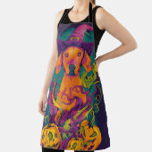 Spooky Vizsla Hund Halloween Hexe und Pumpkin Schürze (InSitu)