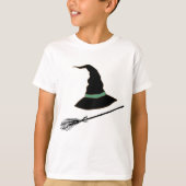 Spooky Warm Black Silhouette Witch & Pumpkin T-Shirt (Vorderseite)