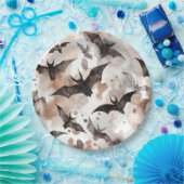 Spooky Watercolor Bats Halloween Pappteller (Party)