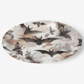 Spooky Watercolor Bats Halloween Pappteller (Schrägansicht)