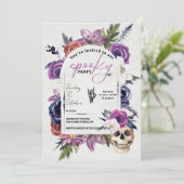 Spooky Watercolor Blume Halloween Einladung (Stehend Vorderseite)