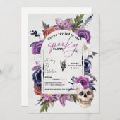 Spooky Watercolor Blume Halloween Einladung (Vorne/Hinten)