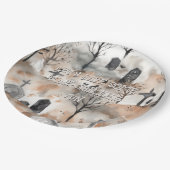 Spooky Watercolor Graveyard Halloween Pappteller (Schrägansicht)
