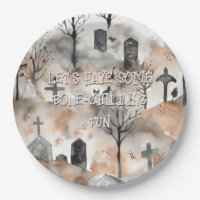 Spooky Watercolor Graveyard Halloween