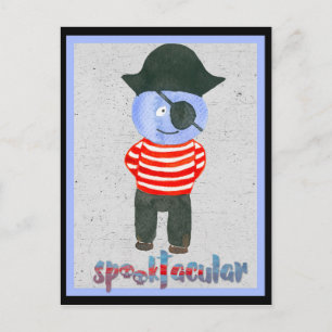 Spooky Watercolor Halloween Pirate Postkarte