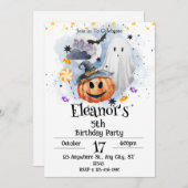 Spooky Watercolor Niedlich Halloween Einladung (Vorne/Hinten)