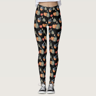 Spooky Watercolor Pumpkins Leggings