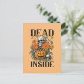 Spooky Watercolor Skeleton and Pumpkin Halloween Postkarte (Stehend Vorderseite)