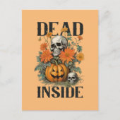 Spooky Watercolor Skeleton and Pumpkin Halloween Postkarte (Vorderseite)
