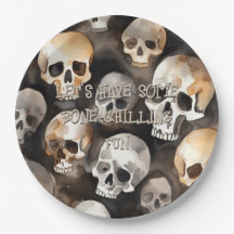 Spooky Watercolor Skulls Halloween Bone Chilling