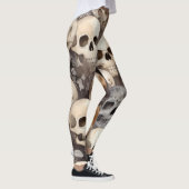 Spooky Watercolor Skulls Halloween Leggings (Rechts)