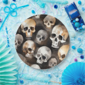 Spooky Watercolor Skulls Halloween Papierplatte Pappteller (Party)