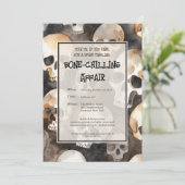 Spooky Watercolor Skulls Halloween-Party Einladung (Stehend Vorderseite)