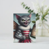 Spooky Weihnachts Horror Kitty Fairy mit Eggnog Postkarte (Stehend Vorderseite)