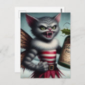 Spooky Weihnachts Horror Kitty Fairy mit Eggnog Postkarte (Vorne/Hinten)