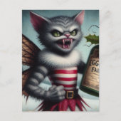 Spooky Weihnachts Horror Kitty Fairy mit Eggnog Postkarte (Vorderseite)