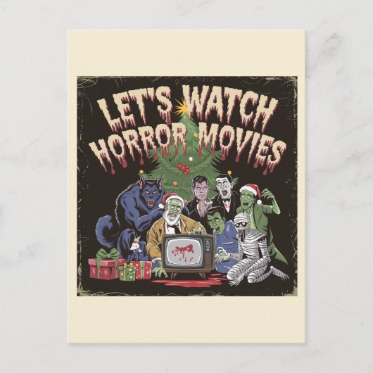 Spooky Weihnachts Retro Horror Movies Postkarte (Vorderseite)