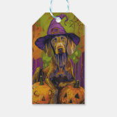 Spooky Weimaraner Hund Halloween Hexe und Pumpkin Geschenkanhänger (Rückseite)
