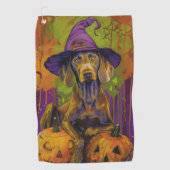 Spooky Weimaraner Hund Halloween Hexe und Pumpkin Golfhandtuch (Vorderseite)