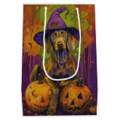 Spooky Weimaraner Hund Halloween Hexe und Pumpkin Mittlere Geschenktüte (Rückseite)