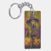 Spooky Weimaraner Hund Halloween Hexe und Pumpkin Schlüsselanhänger (Vorderseite links)