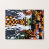 Spooky weißes Haar Halloween Hexe Große Augen Puzzle (Horizontal)