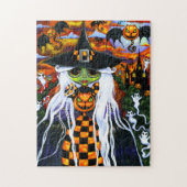 Spooky weißes Haar Halloween Hexe Große Augen Puzzle (Vertikal)