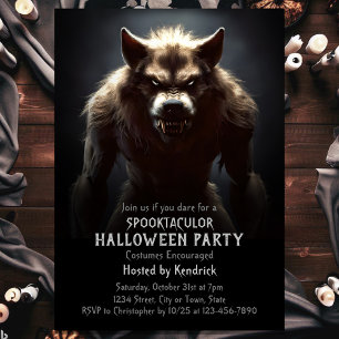 Spooky Werewolf Halloween Costume Party Einladung