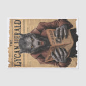 Spooky Werewolf Vintage Halloween-Zeitung Seidenpapier (Vorderseite)