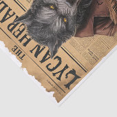 Spooky Werewolf Vintage Halloween-Zeitung Seidenpapier (Ausschnitt)