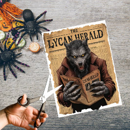 Spooky Werewolf Vintage Halloween-Zeitung Seidenpapier