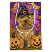 Spooky Wheaten Terrier Dog Halloween Hexenkürbis Mittlere Geschenktüte (Vorderseite)